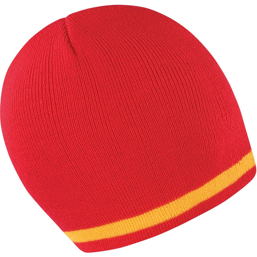 Strickmütze mit Streifen in Kontrastfarbe
