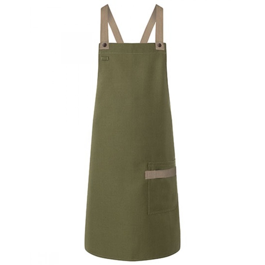 Latzschürze Urban-Look mit Kreuzbändern und Tasche