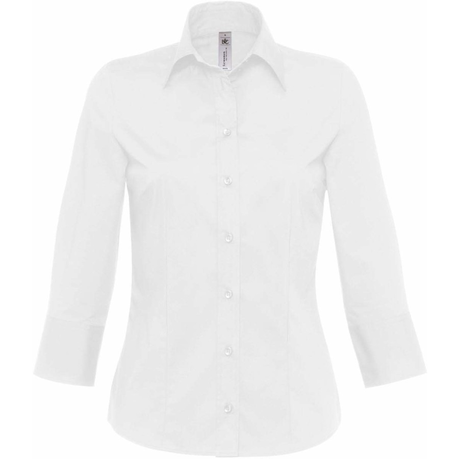 Popeline Stretch Bluse 3/4 Arm