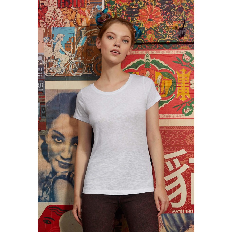 Damen Bio Medium Fit Slub T-Shirt – Bild 2