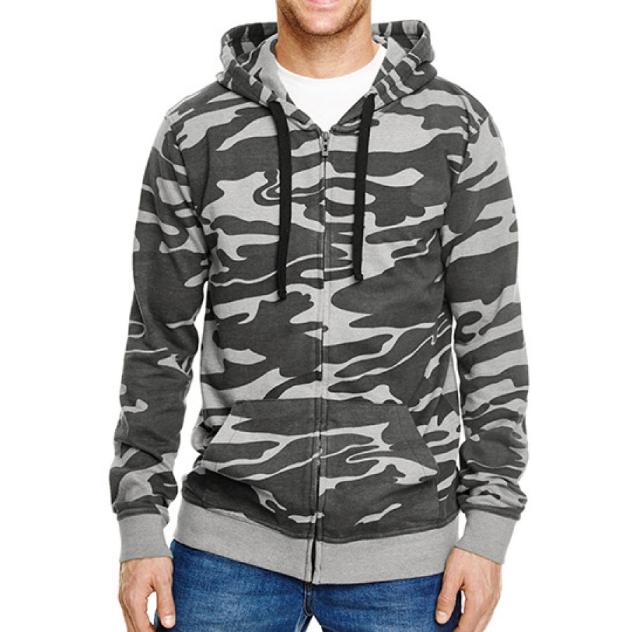 Full Zip Camo Hooded Fleece Jacket