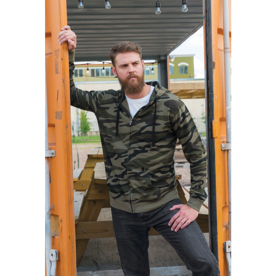 Full Zip Camo Hooded Fleece Jacket – Bild 2