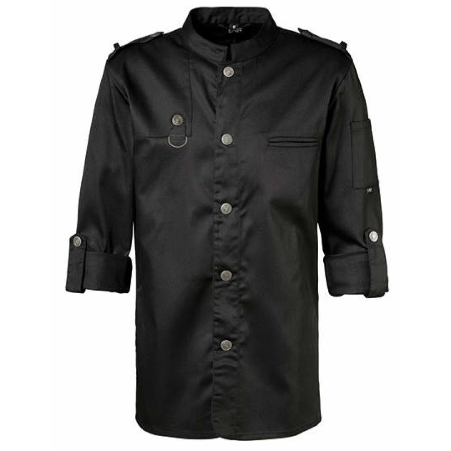 Kochjacke Bikerstyle mit Schulterklappen