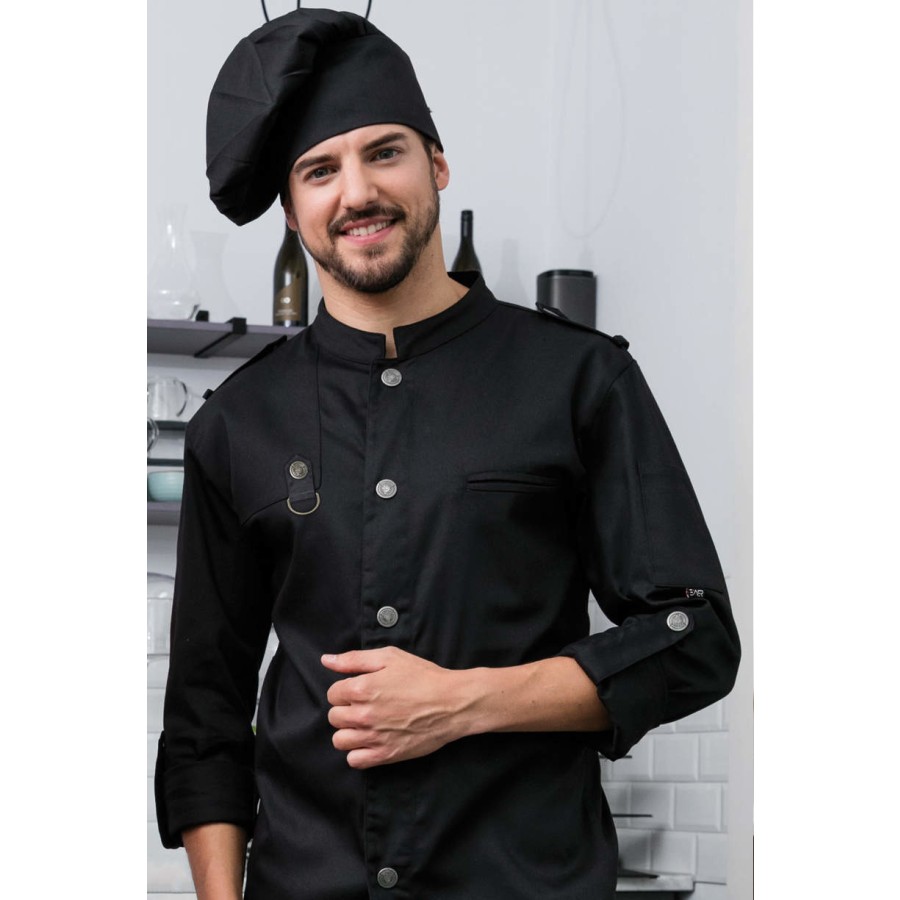 Kochjacke Bikerstyle mit Schulterklappen – Bild 2