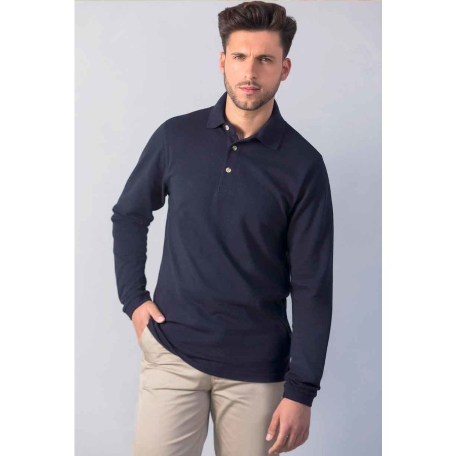 Long Sleeved Cotton Piqué Polo Shirt – Bild 2