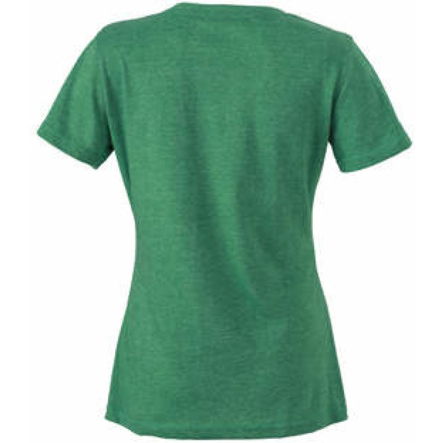 Damen V-Ausschnitt Melange T-Shirt – Bild 3