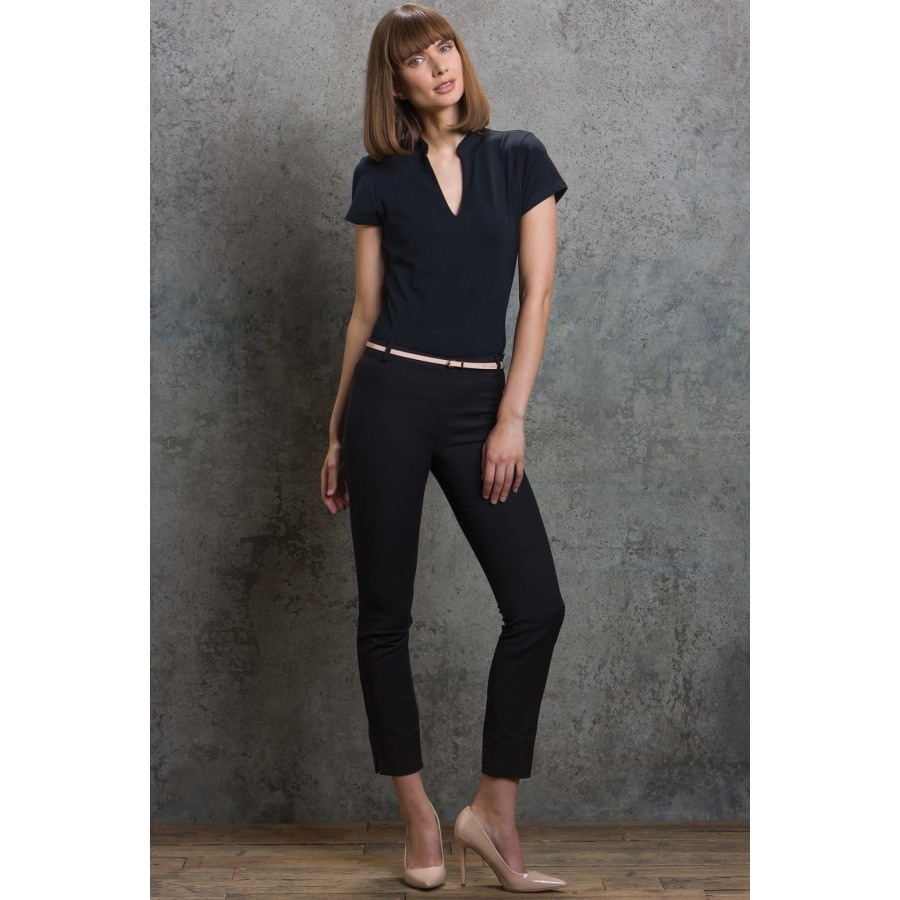 Damen Regular Fit Corporate Top V Neck Mandarin Collar – Bild 2
