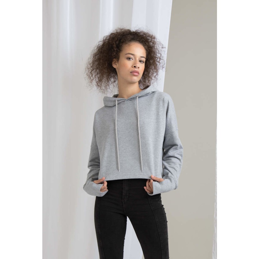 Damen Cropped Kapuzen Pullover – Bild 2