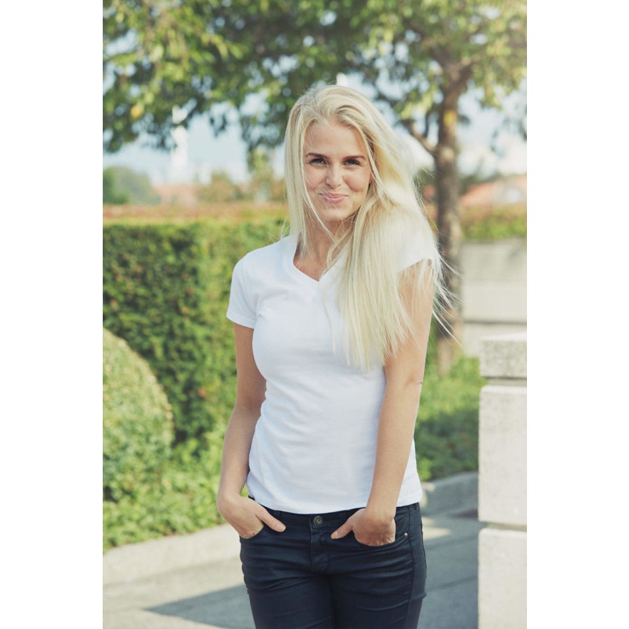 Damen V-neck T-Shirt – Bild 3