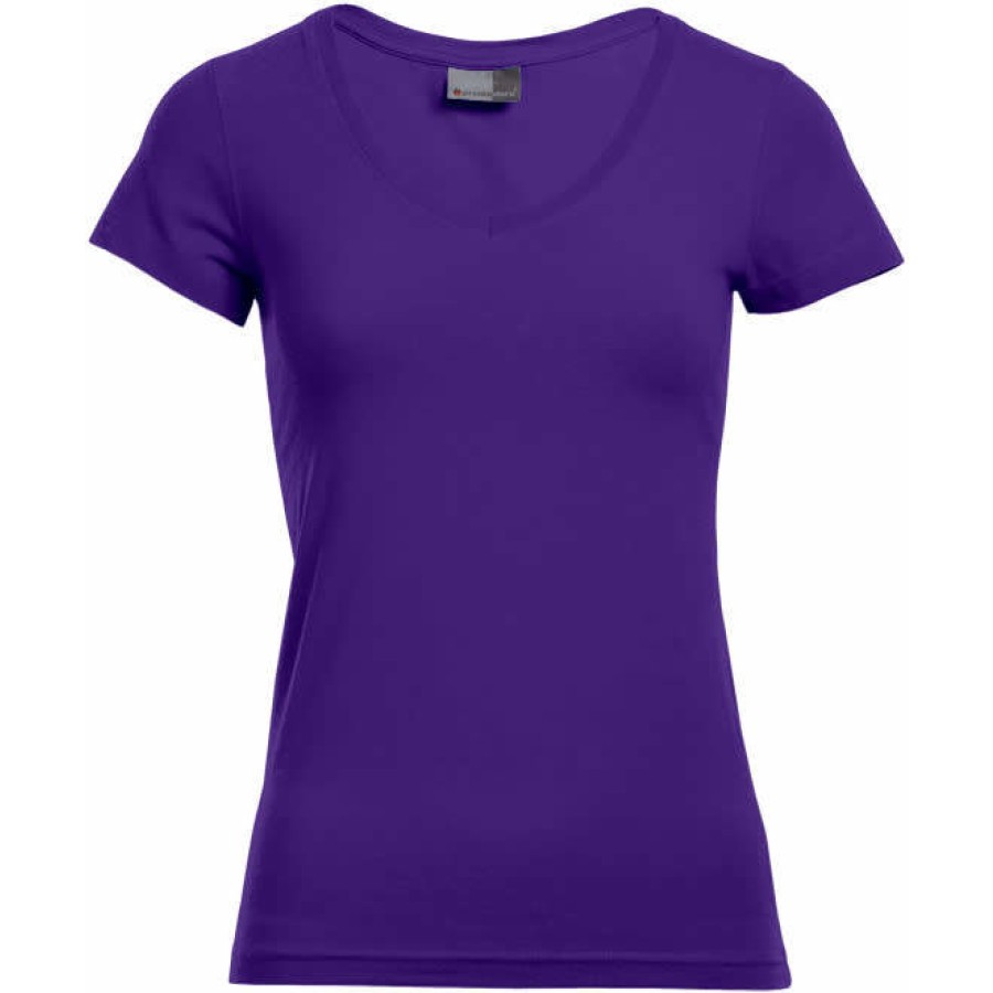 Damen Slim Fit V-Ausschnitt T-Shirt