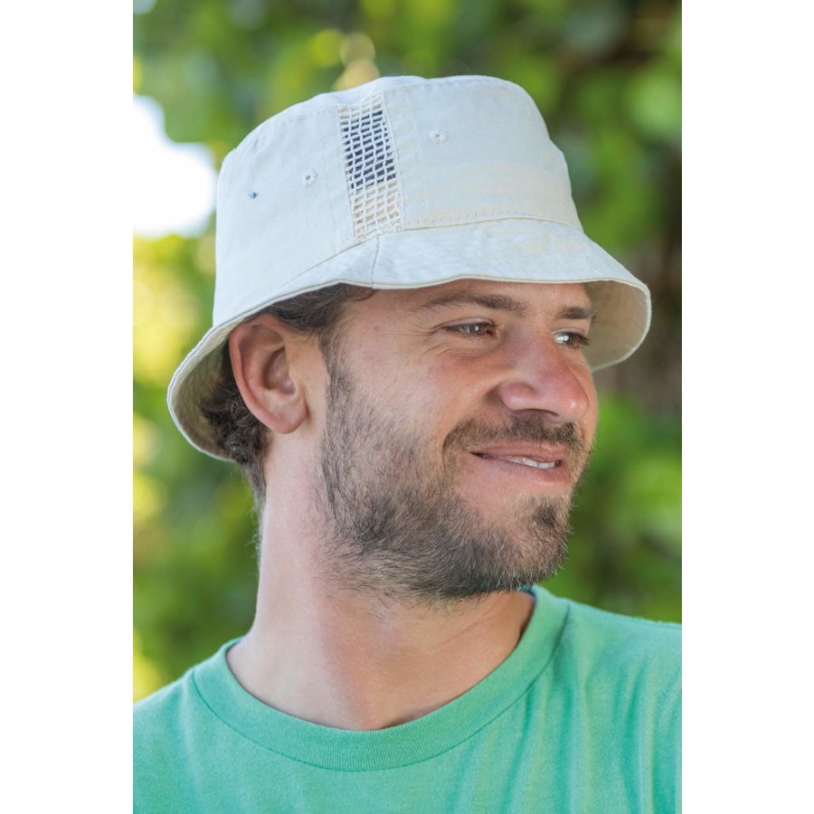 Deluxe Washed Cotton Bucket Hat with Side Mesh Panels – Bild 2