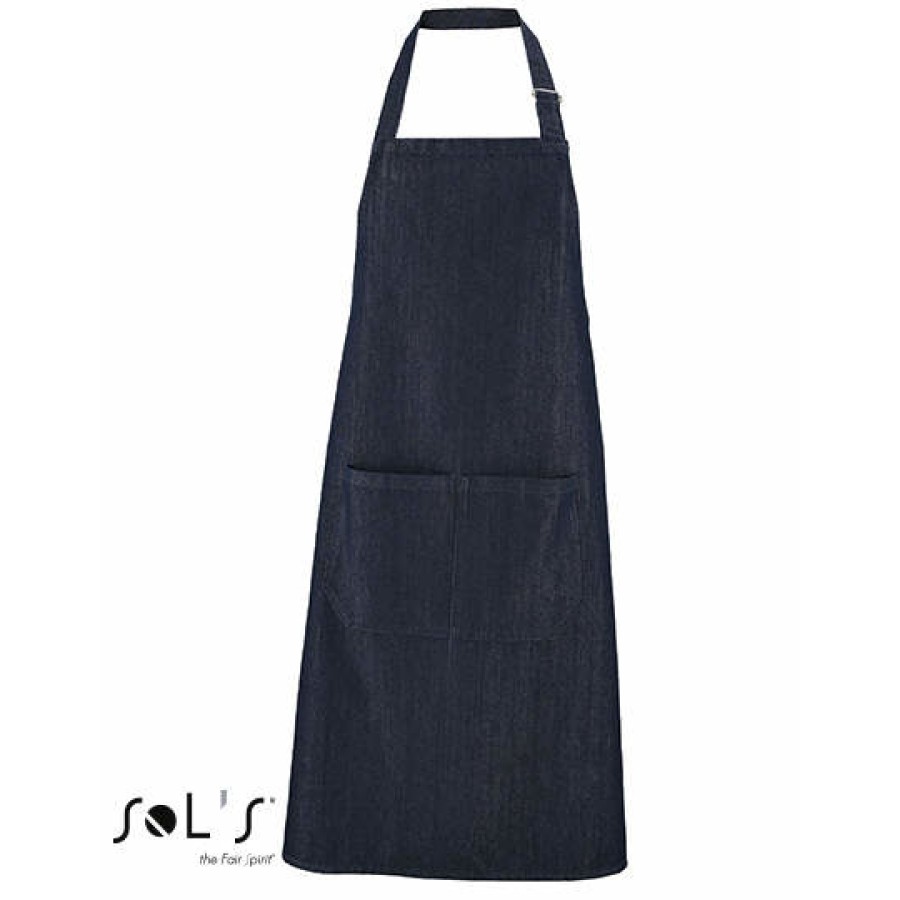 Denim Bib Apron Grant with Pocket