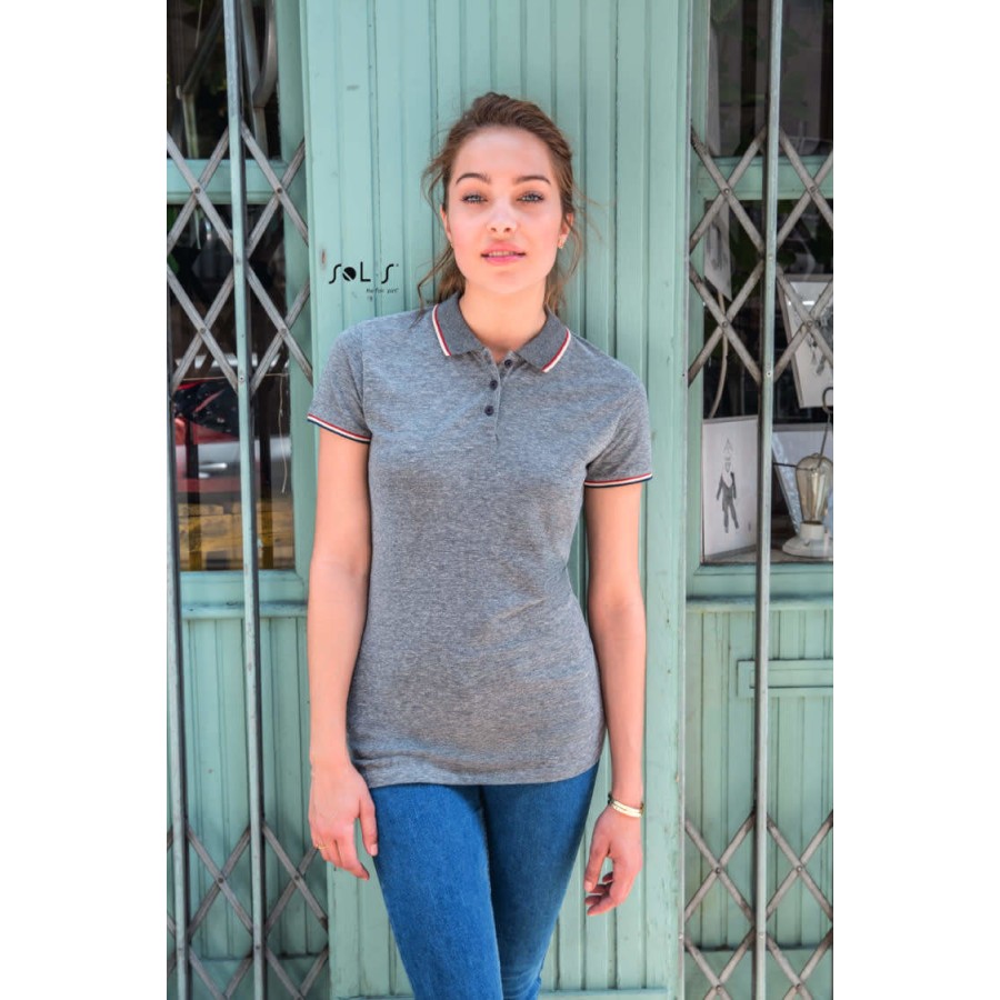 Damen Melange Piqué Polo – Bild 2