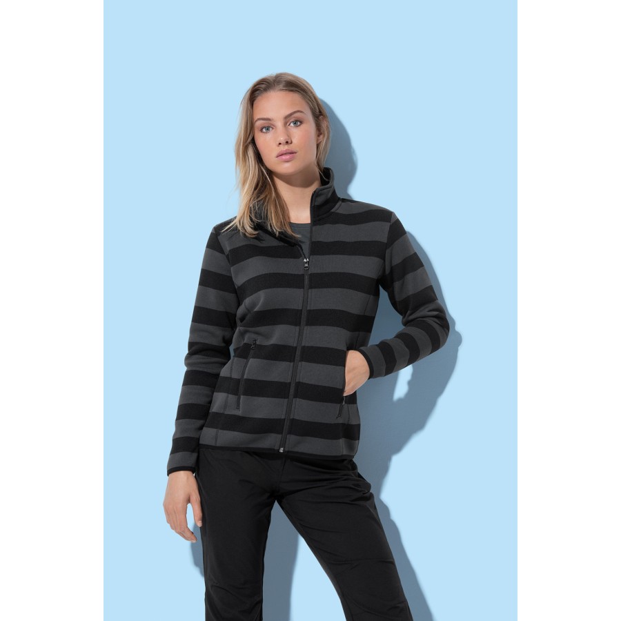 Damen Striped Fleece Jacket – Bild 2