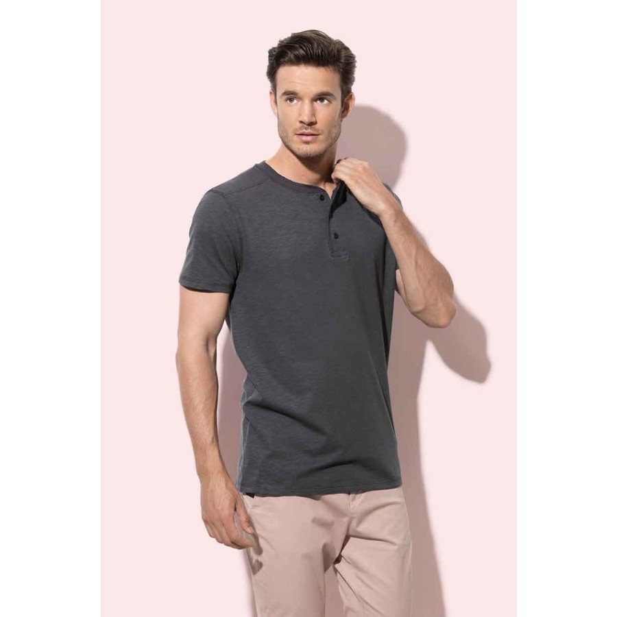 Herren Henley Slub T-Shirt – Bild 2