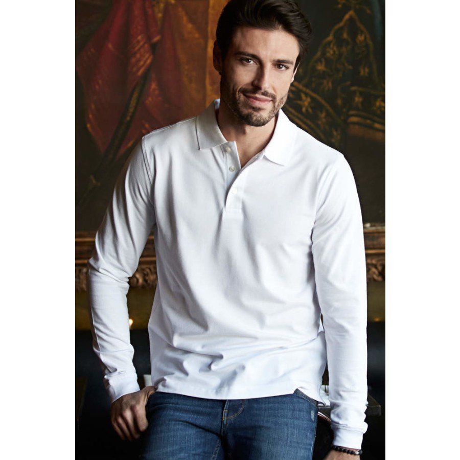 Herren Luxus Stretch Piqué Polo langarm – Bild 2