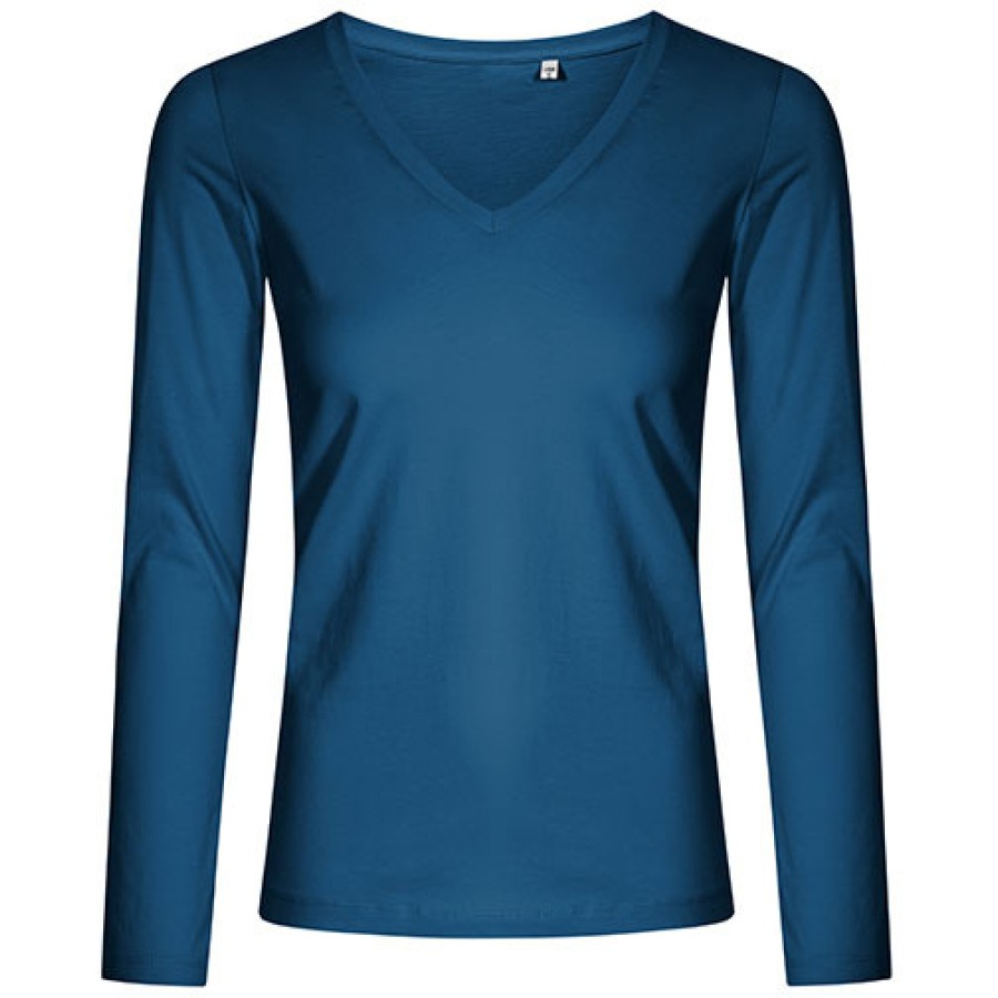 Damen V-Ausschnitt T-Shirt langarm - X.O