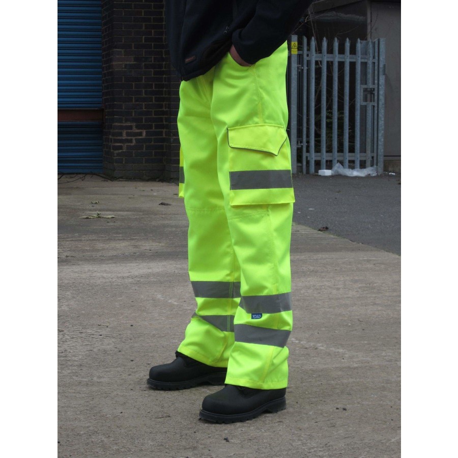 High Visibility Cargo Trousers with Knee Pad Pockets