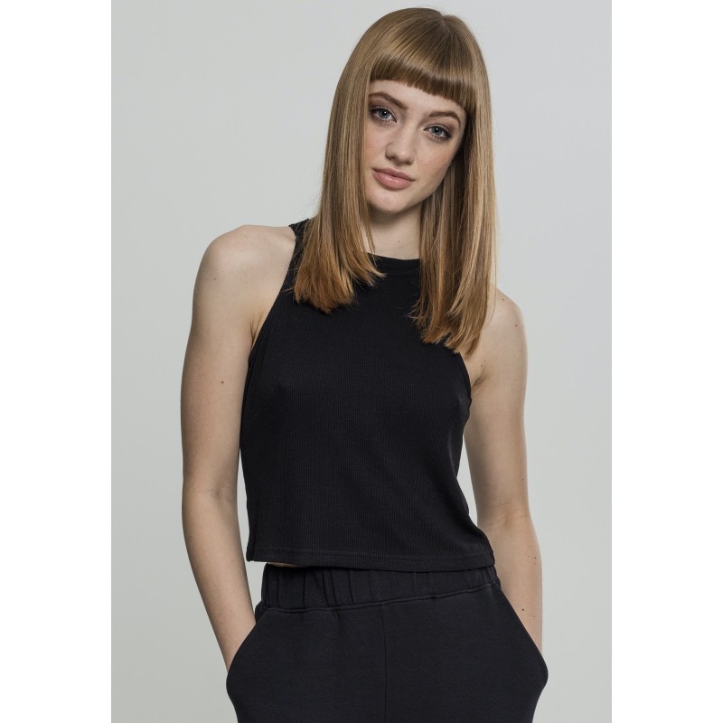 Damen Rib Turtleneck Cropped Top