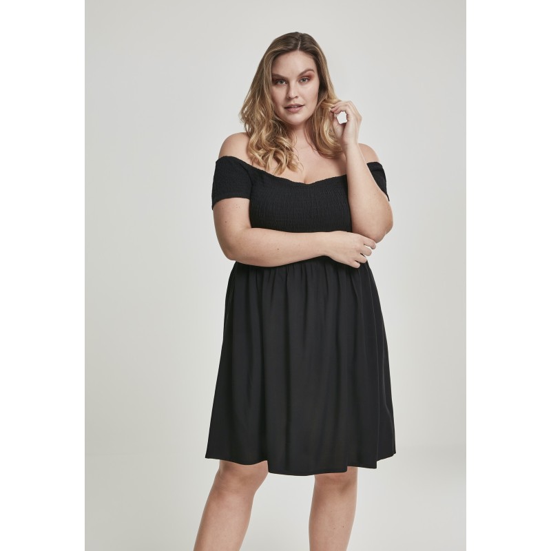 Damen Smoked Off Shoulder Dress